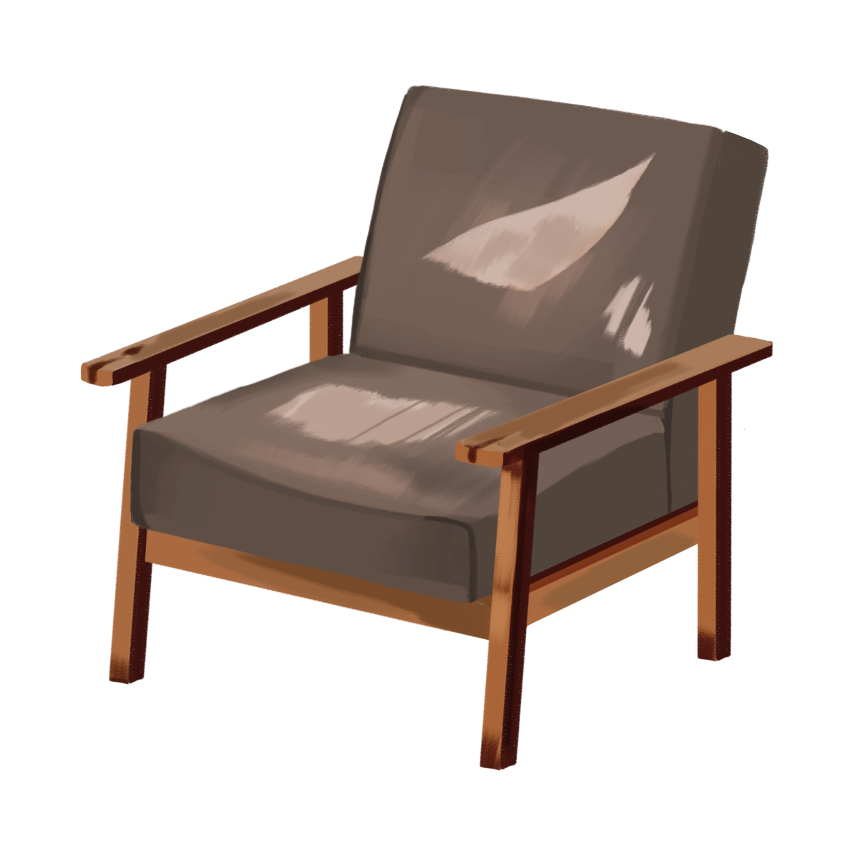 壊れた焦げ茶色の一人掛けのソファのイラスト エコのモト