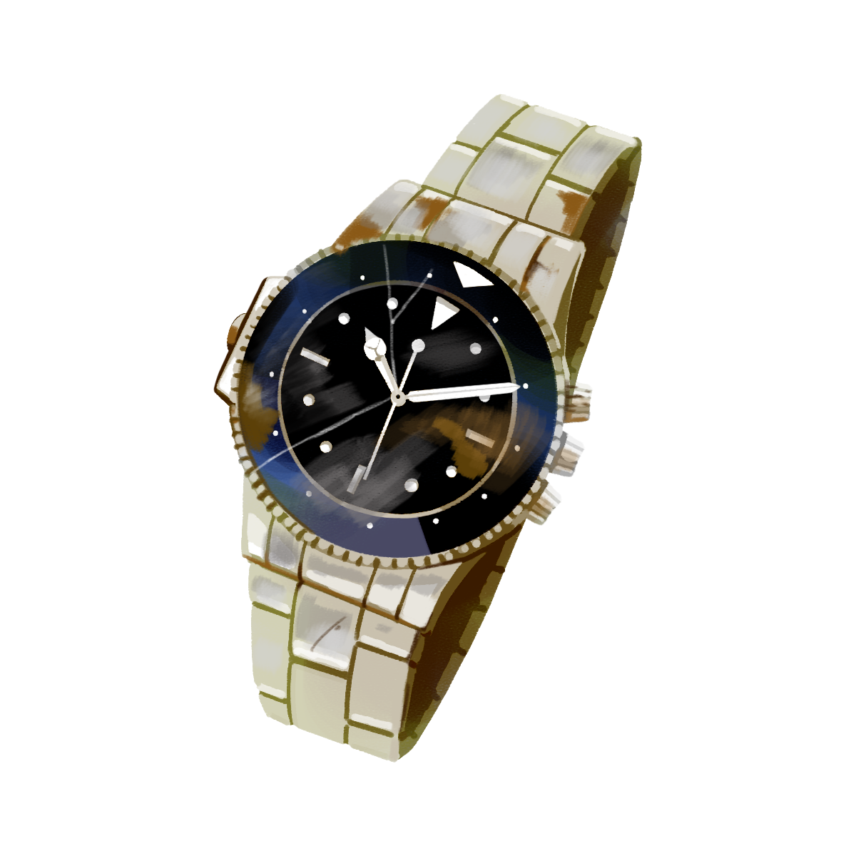 壊れたブランド物の腕時計のイラスト エコのモト