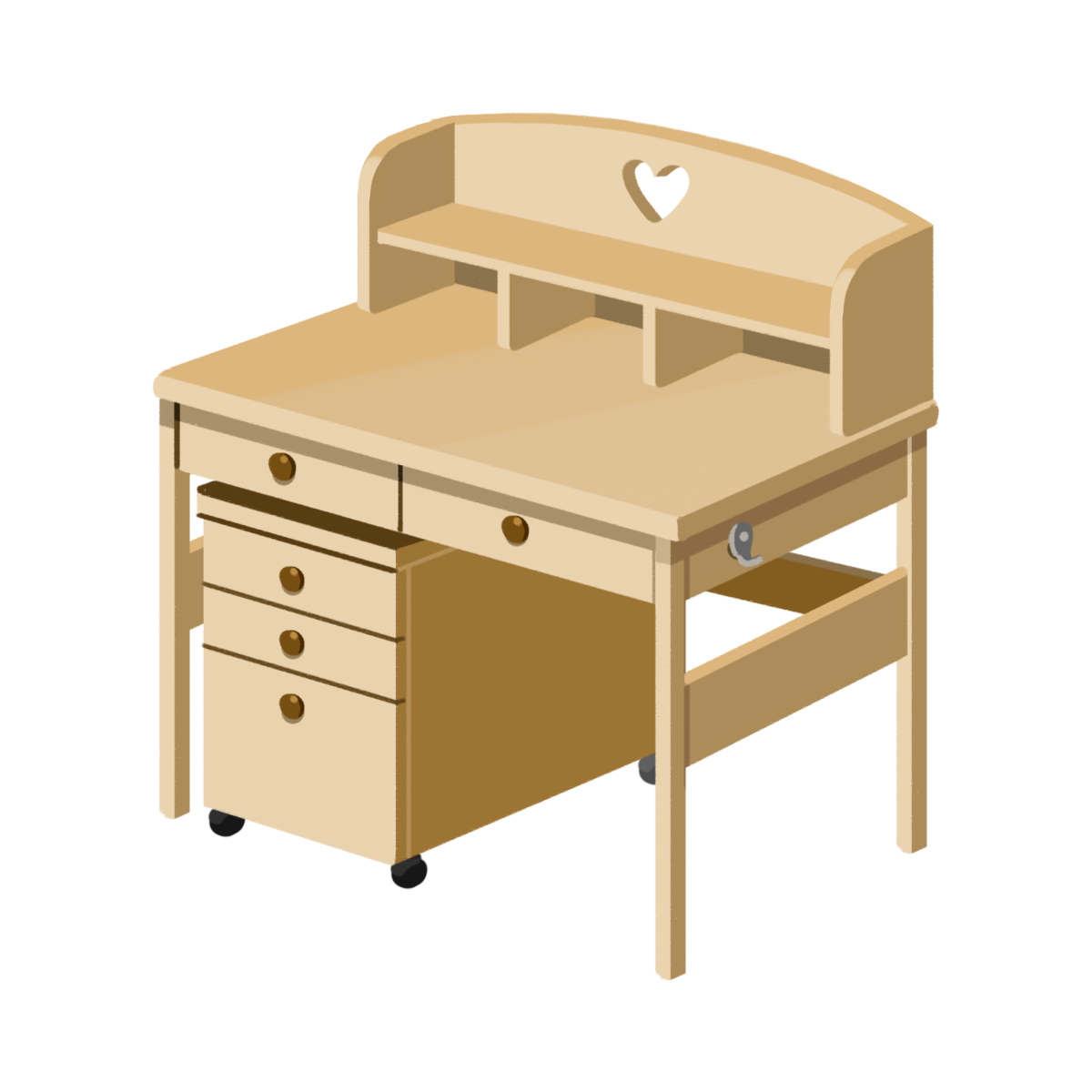 木製の学習机の商用フリーな無料イラスト 新品・きれい