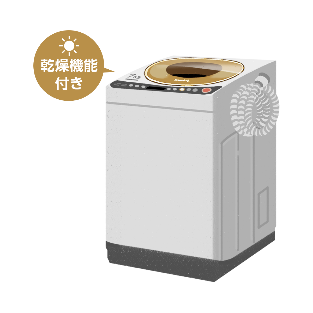 乾燥機能付きの洗濯機のイラスト エコのモト
