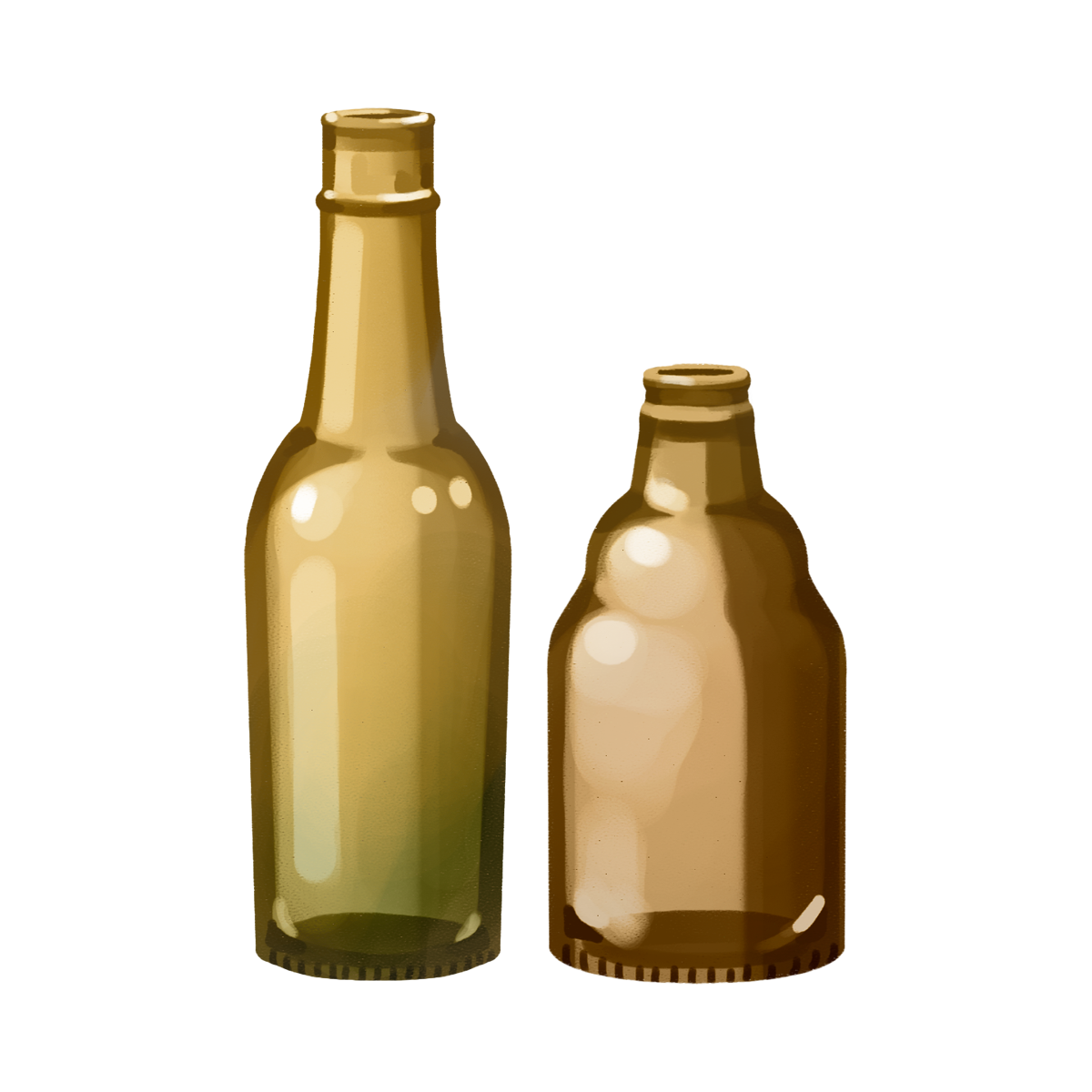 茶色の空き瓶の商用フリーな無料イラスト ガラス
