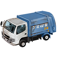 汚れたゴミ収集車（ごみ収集車）の商用フリーな無料イラスト