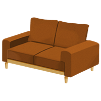 茶色い二人掛けのソファの商用フリーな無料イラスト 新品・きれい