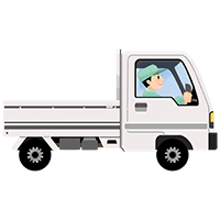 軽トラックを運転する回収作業員の商用フリーな無料イラスト